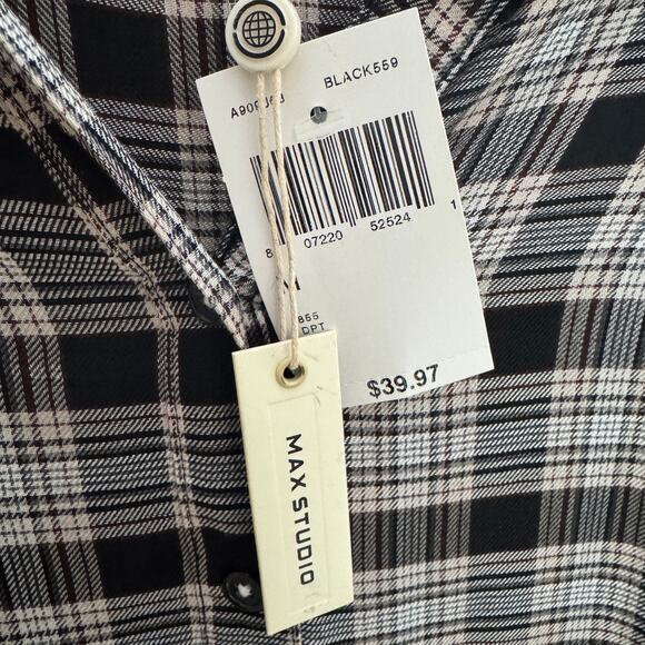 Max Studio Plaid Tiered Button Up Shirtdress US Women's M - Picture 7 of 9